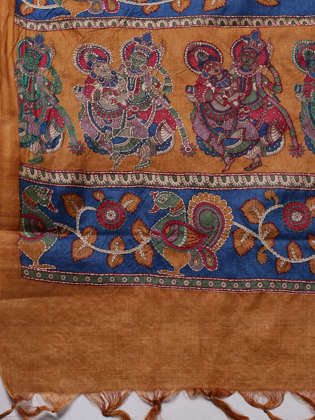 Printed Tussar Unstitched Kurta With Pant &amp; Dupatta