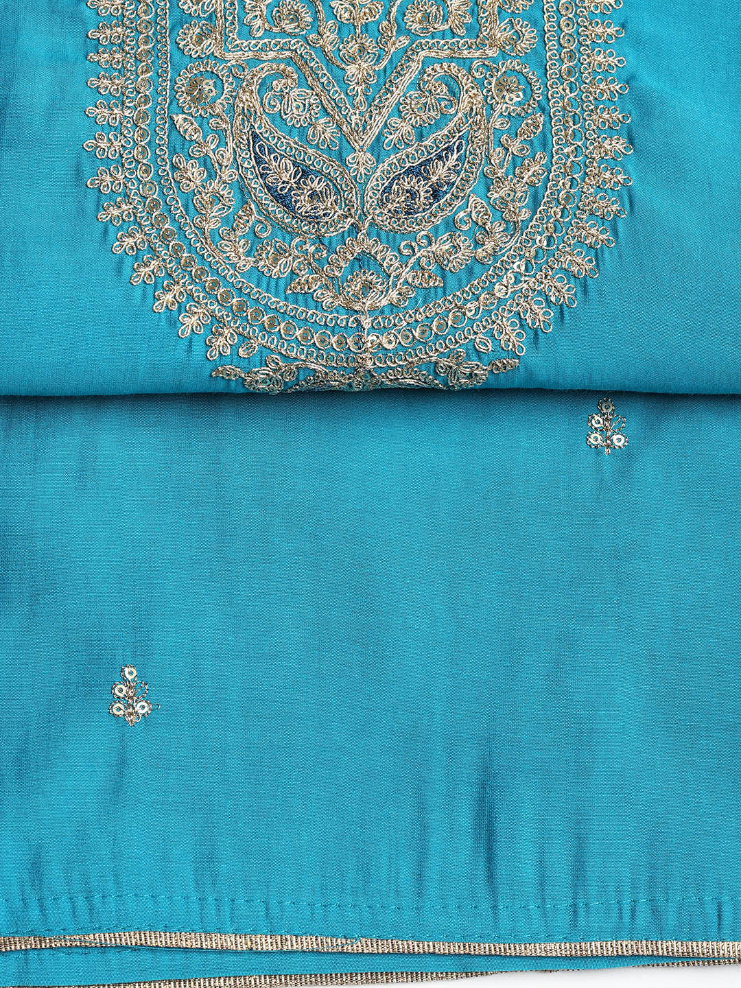 Embroidered Chanderi Unstitched Suit With Dupatta