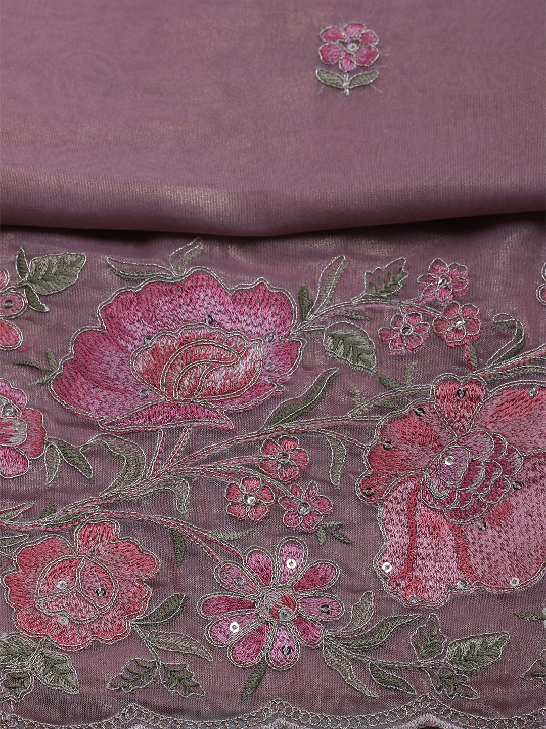 Embroidered Organza Unstitched Suit With Dupatta