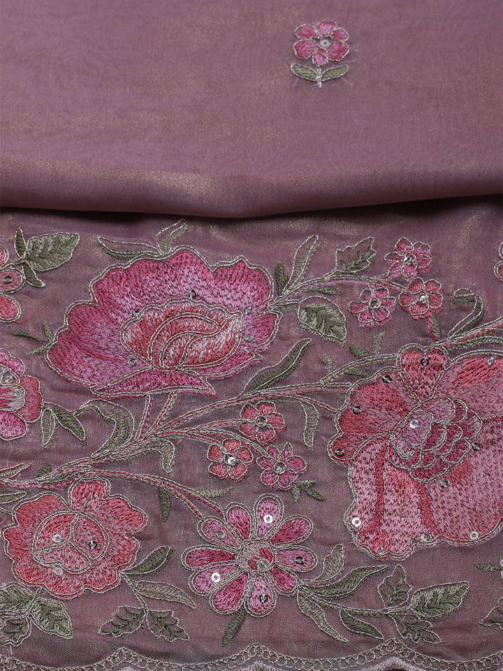 Embroidered Organza Unstitched Suit With Dupatta