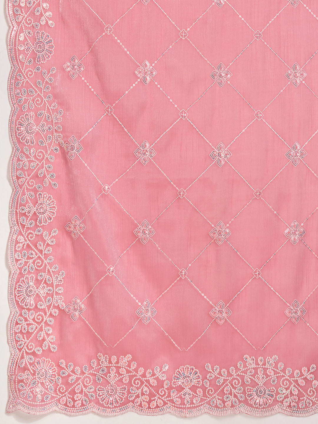 Sequence Embroidery Organza Saree
