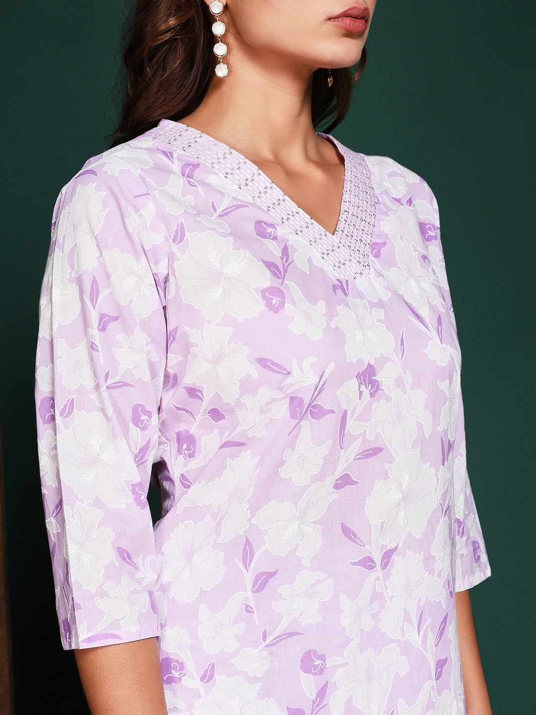 Printed Cotton Blend Kurta With Pant &amp; Dupatta