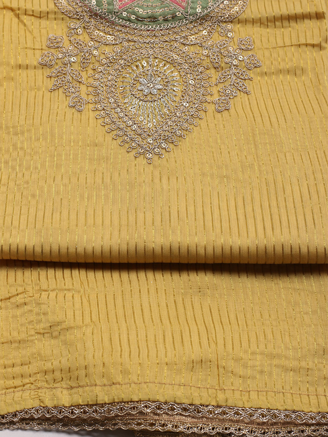 Neck Embroidered Chanderi Unstitched Suit With Dupatta