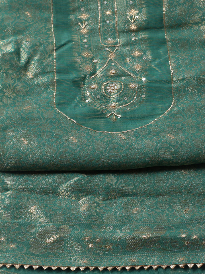 Woven Design Chanderi Unstitched Suit With Pant &amp; Dupatta