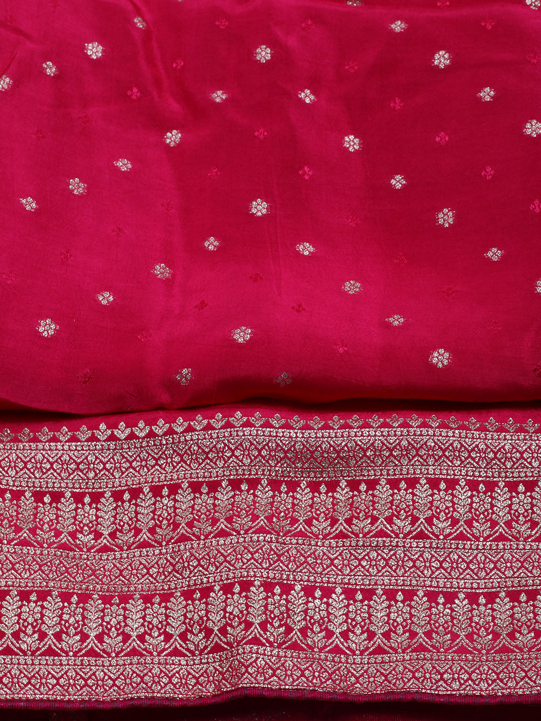 Embroidered Art Silk Unstitched Suit With Dupatta