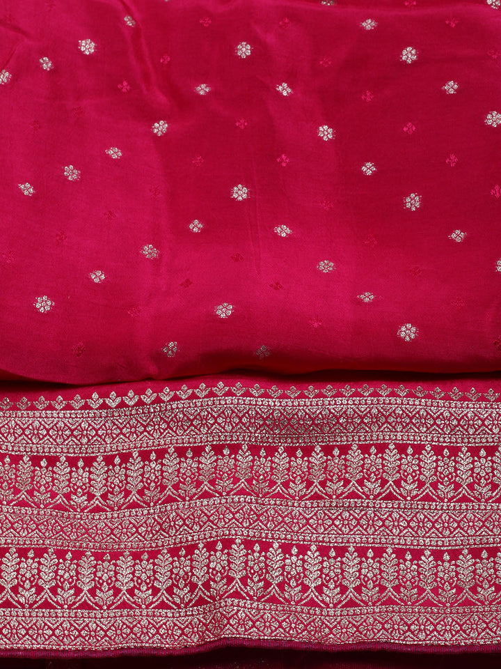 Embroidered Art Silk Unstitched Suit With Dupatta
