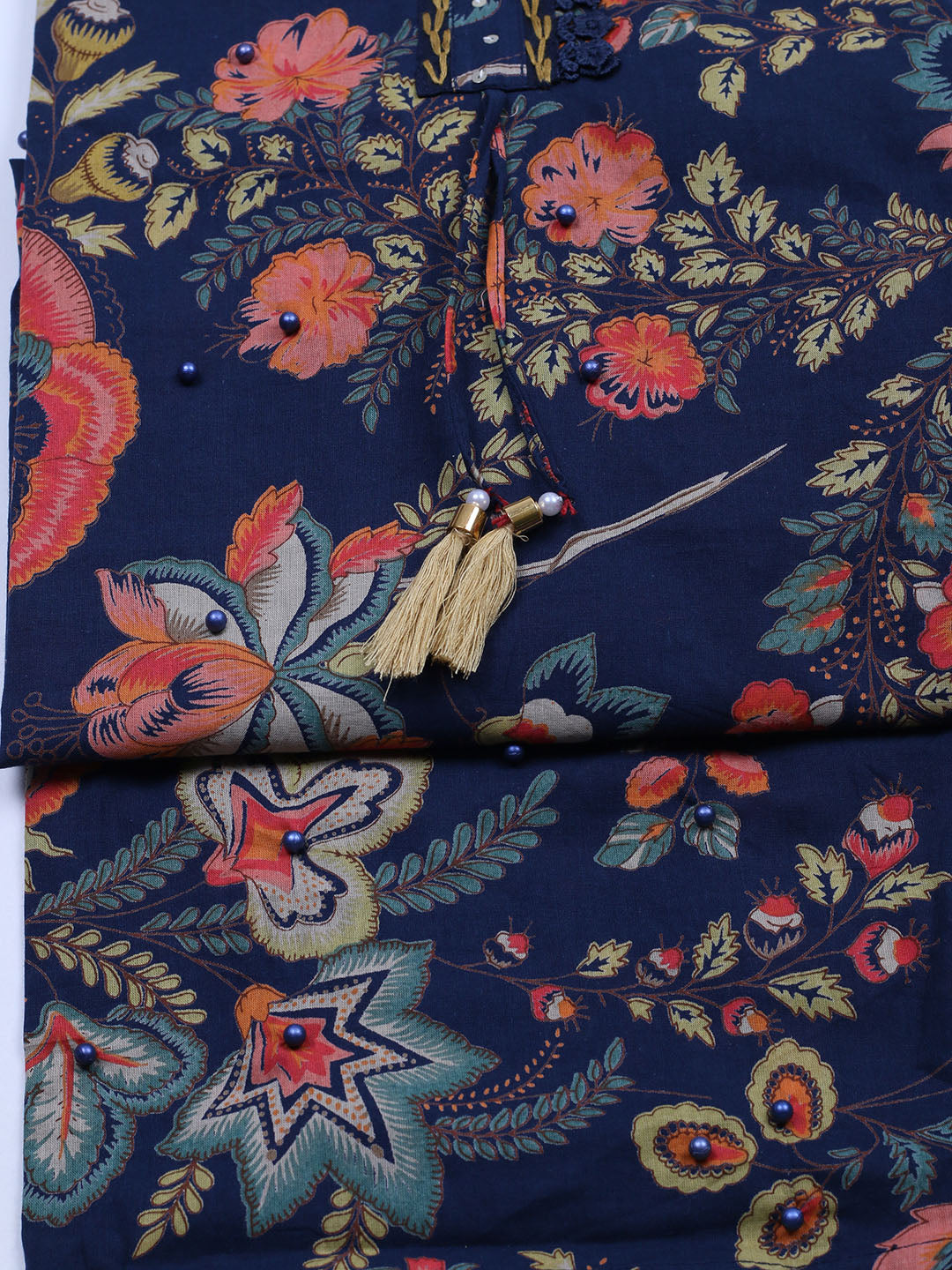 Embroidered Cotton Blend Unstitched Suit With Pant &amp; Dupatta