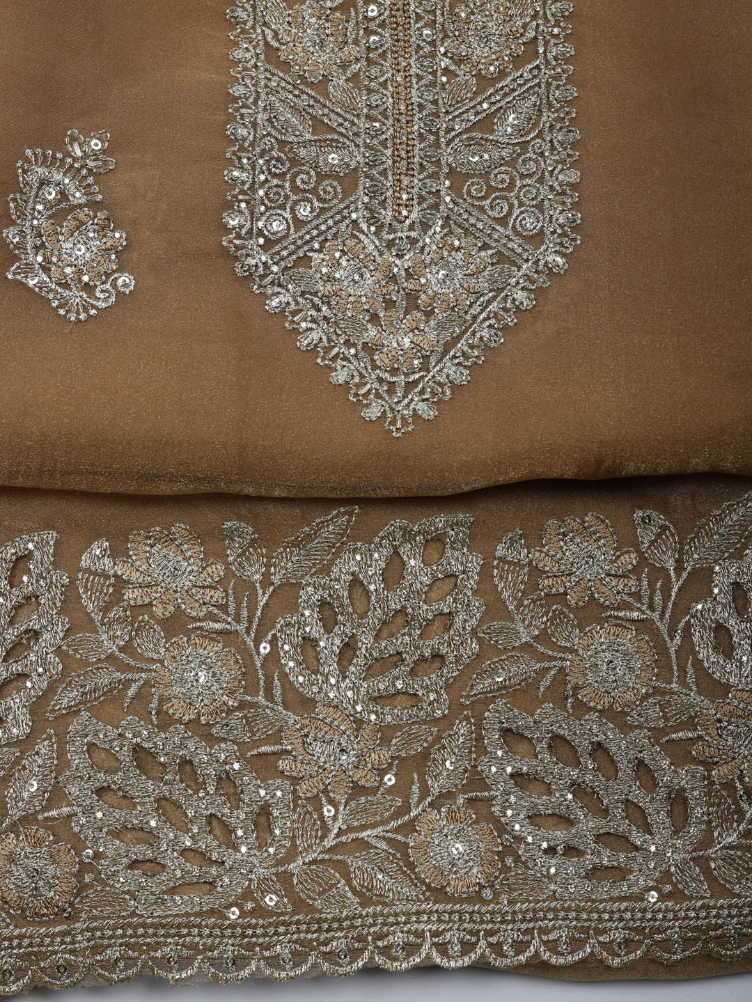 Embroidered Tissue Unstitched Suit With Pant &amp; Dupatta