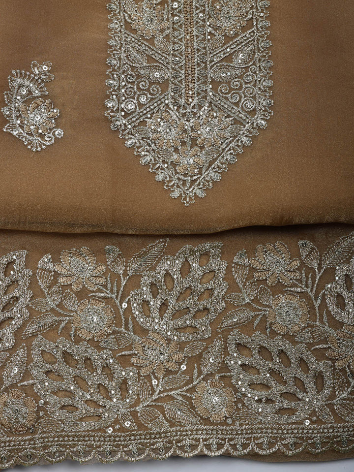 Embroidered Tissue Unstitched Suit With Pant &amp; Dupatta