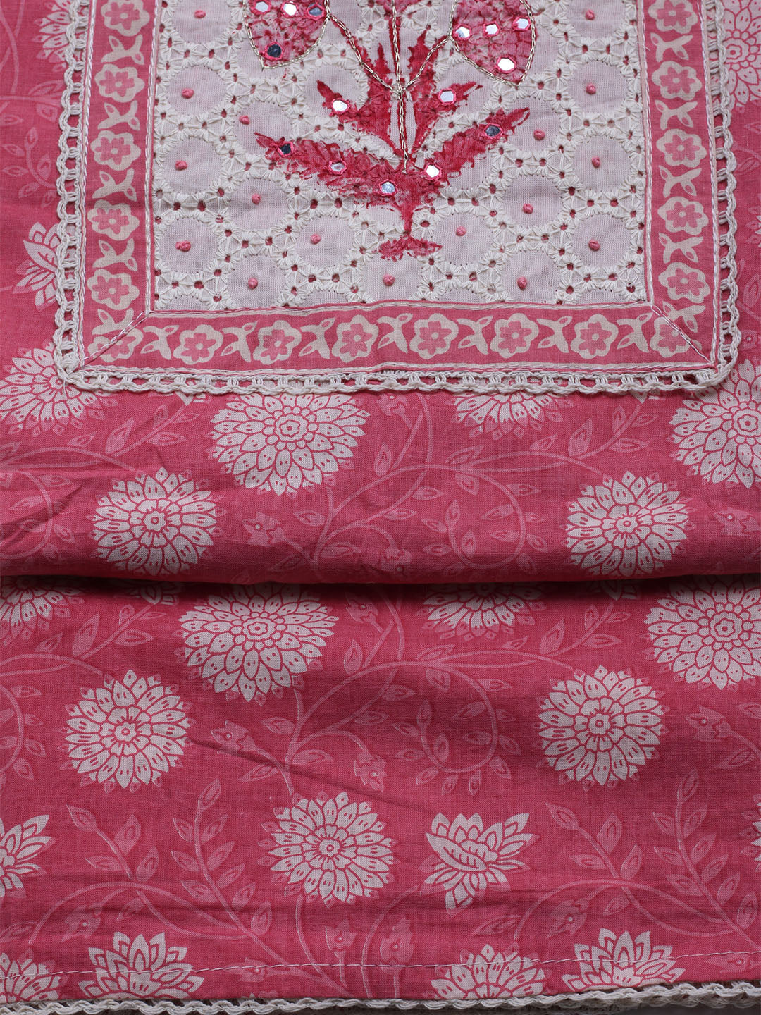Printed Cotton Blend Unstitched Kurta With Pant &amp; Dupatta