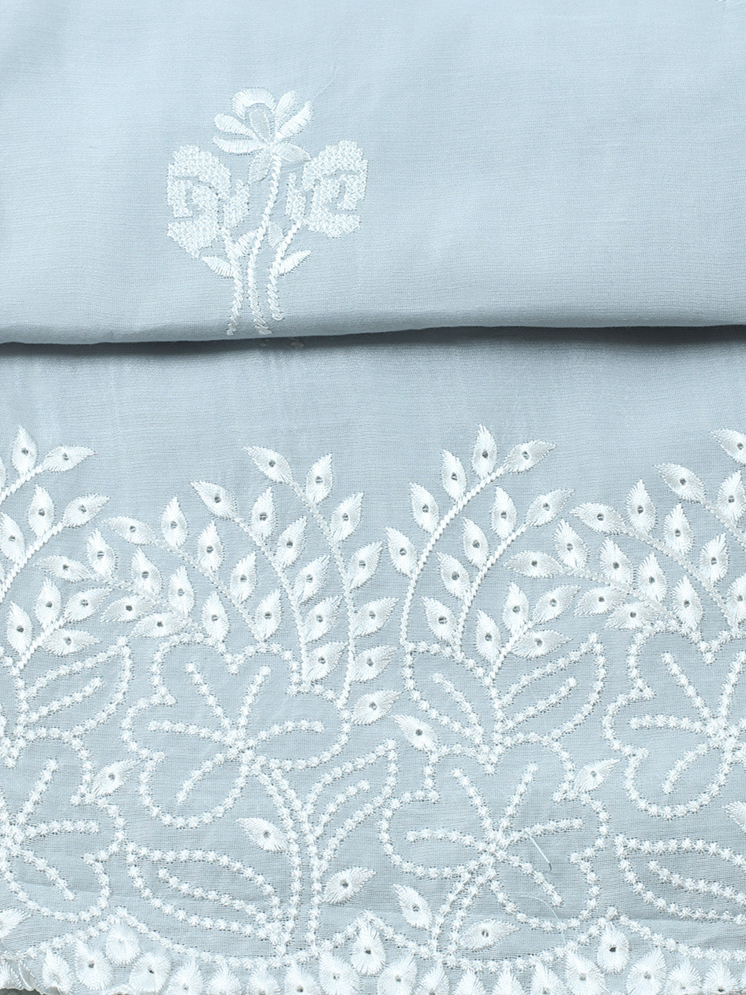 Embroidered Cotton Blend Unstitched Suit With Pant &amp; Dupatta