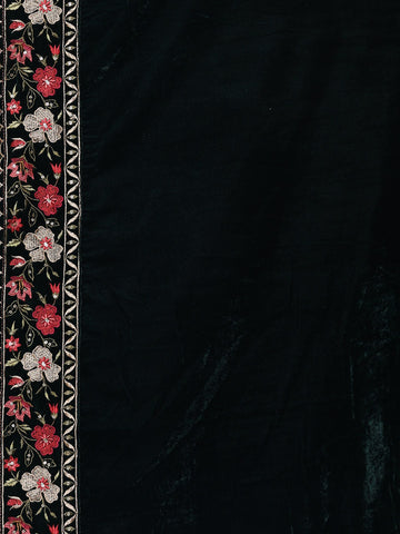 Embroidered Velvet Unstitched Suit Piece With Dupatta