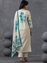 Printed Cotton Kurta With Pants & Dupatta