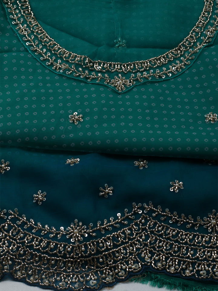 Embroidered Organza Unstitched Suit With Dupatta