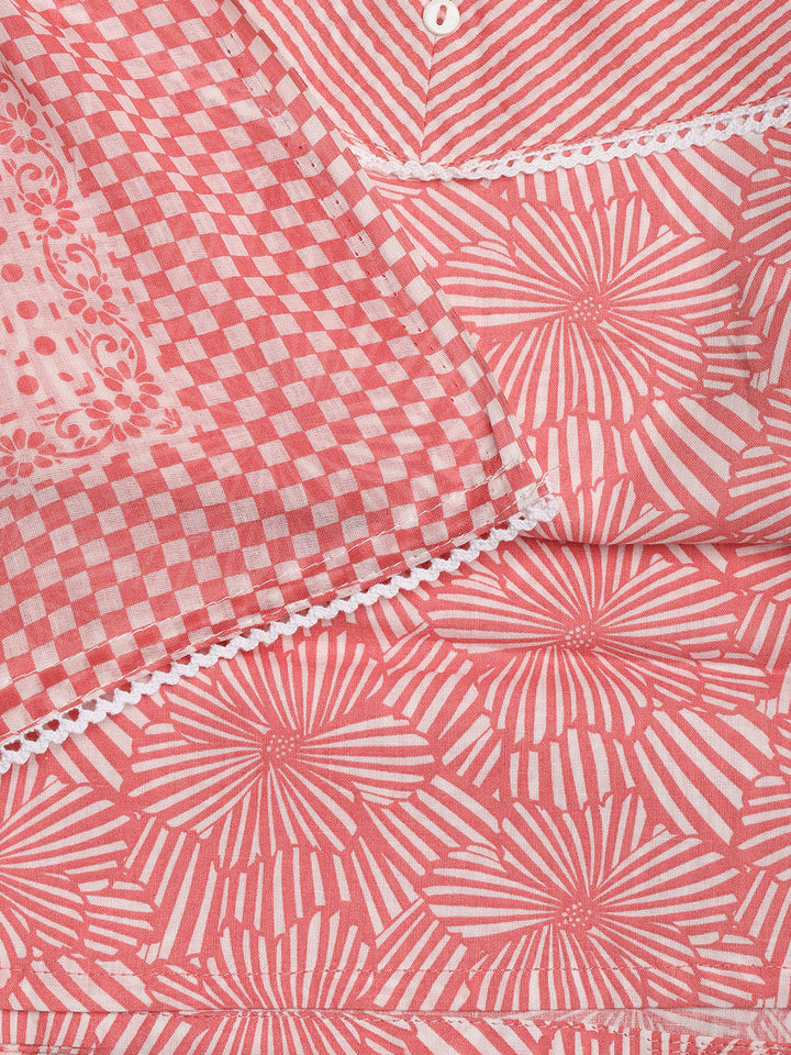 Printed Cotton Blend Unstitched Suit With Dupatta