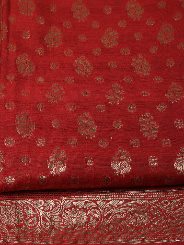 Woven Design Chanderi Unstitched Suit With Pant &amp; Dupatta