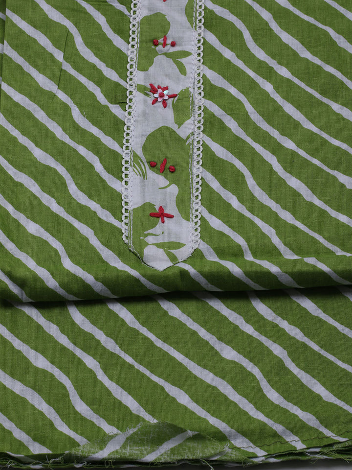 Printed Cotton Blend Unstitched Suit With Dupatta