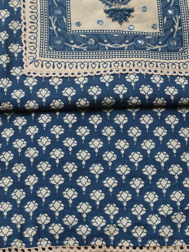 Embroidered Cotton Blend Unstitched Suit With Pant &amp; Dupatta