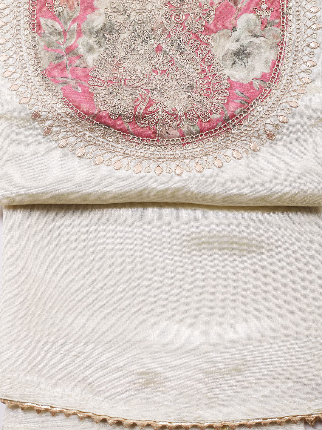 Embroidered Tissue Unstitched Suit With Pant &amp; Dupatta