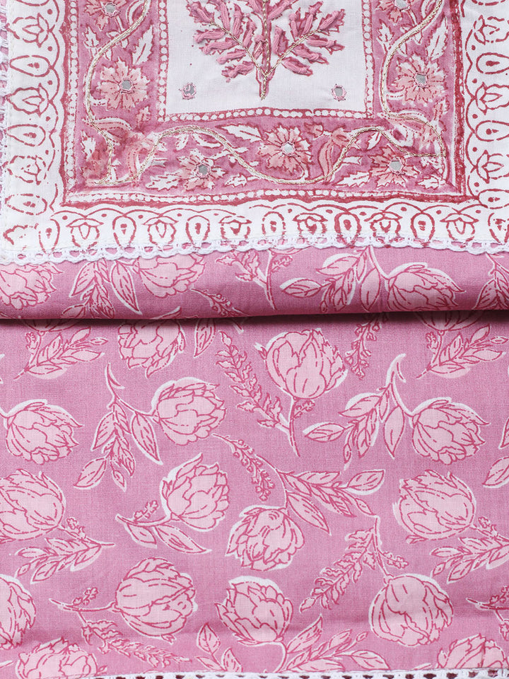 Embroidered Cotton Blend Unstitched Suit With Pant &amp; Dupatta