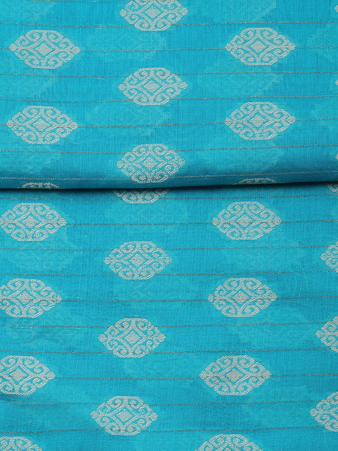 Printed Chanderi Unstitched Suit With Pant &amp; Dupatta