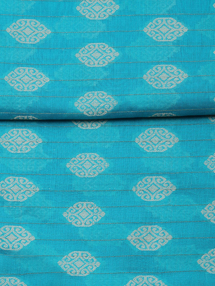 Printed Chanderi Unstitched Suit With Pant &amp; Dupatta