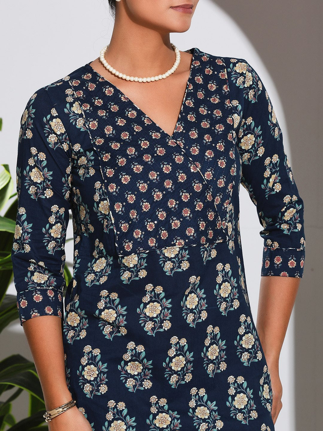 Printed Cotton Blend Kurta With Pant &amp; Dupatta