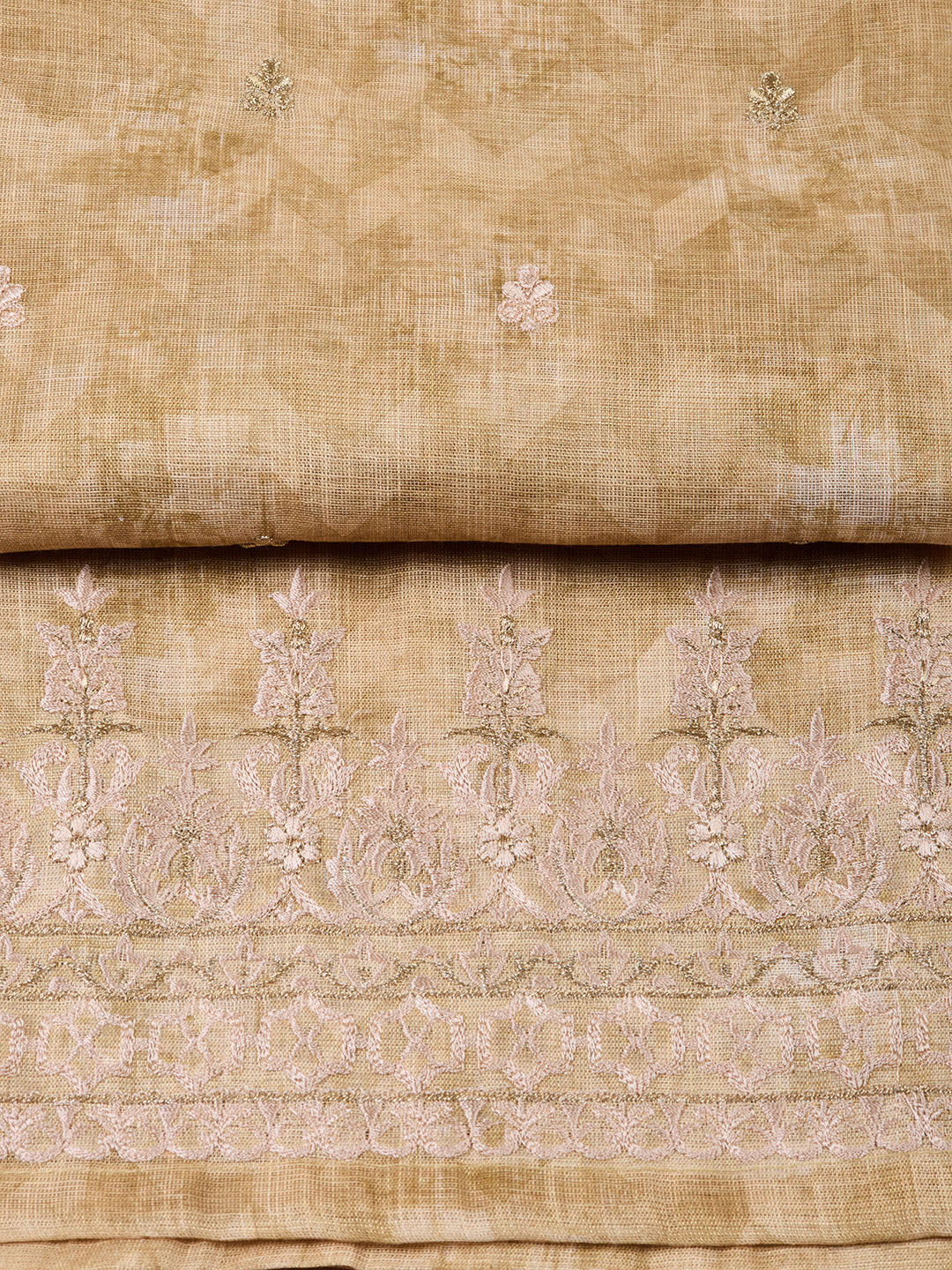 Neck Embroidered Cotton Blend Unstitched Suit With Dupatta