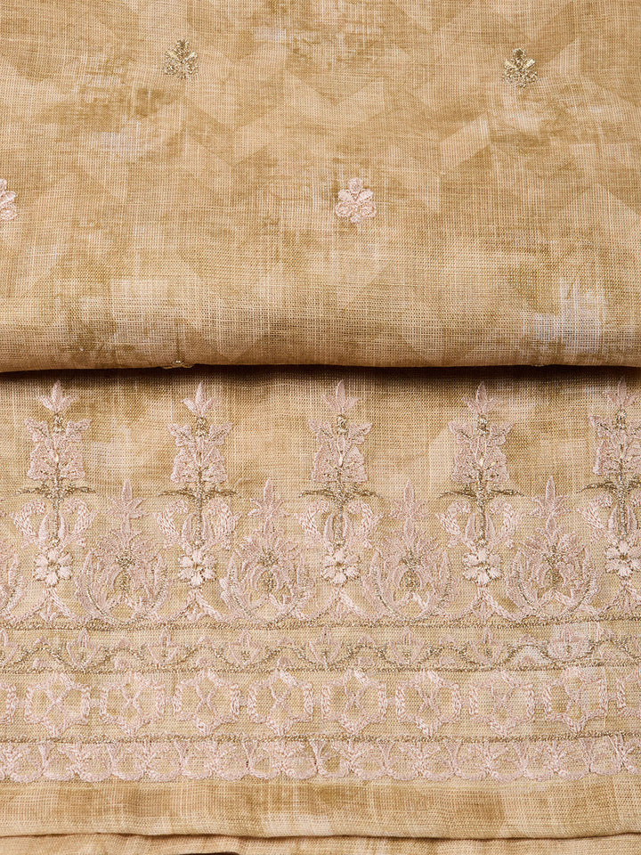 Neck Embroidered Cotton Blend Unstitched Suit With Dupatta