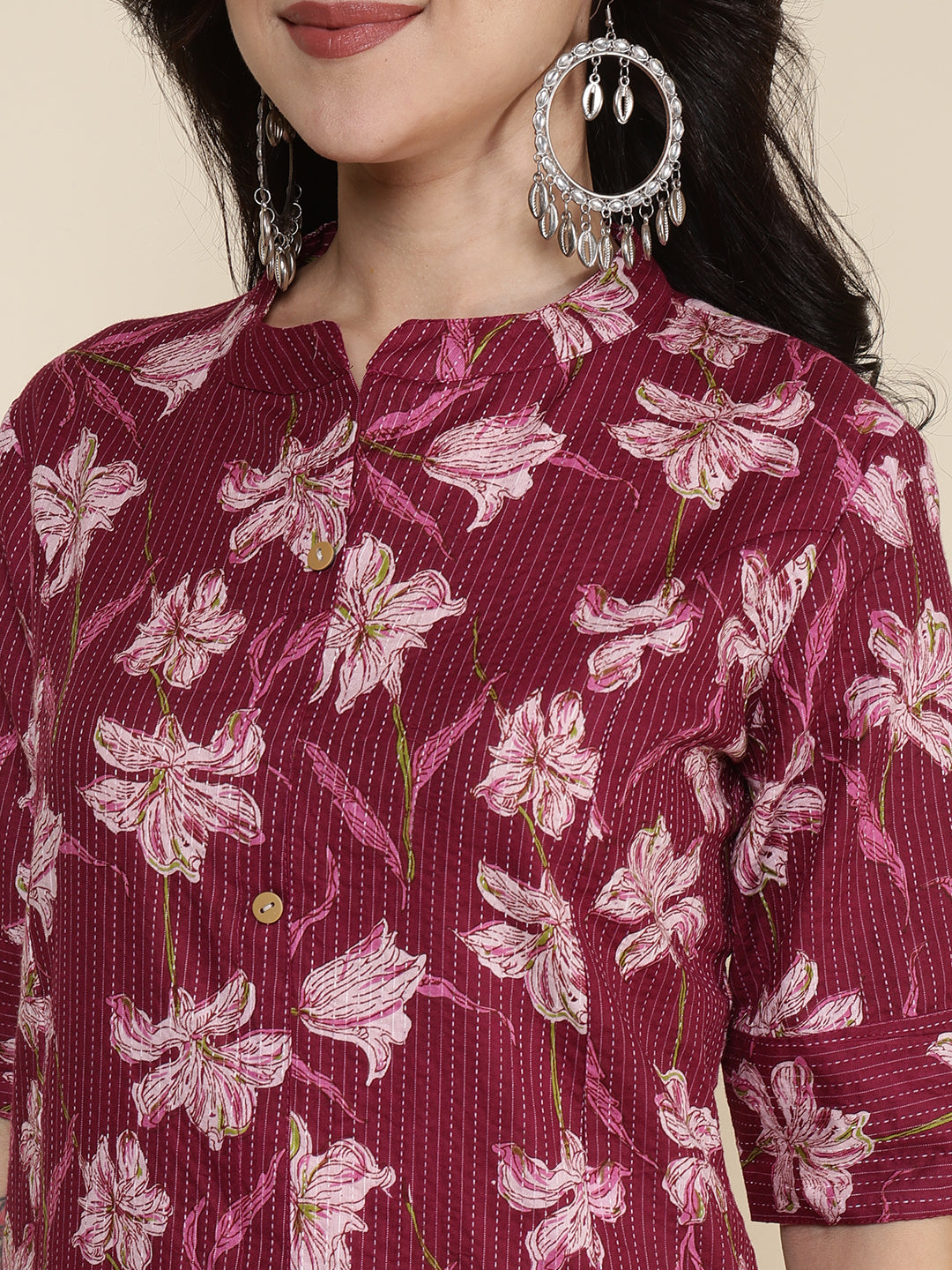 Printed Cotton Blend Kurta With Pants