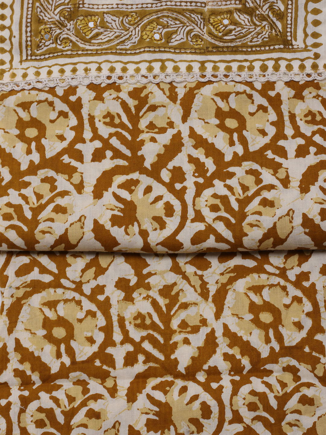 Printed Cotton Blend Unstitched Suit With Dupatta