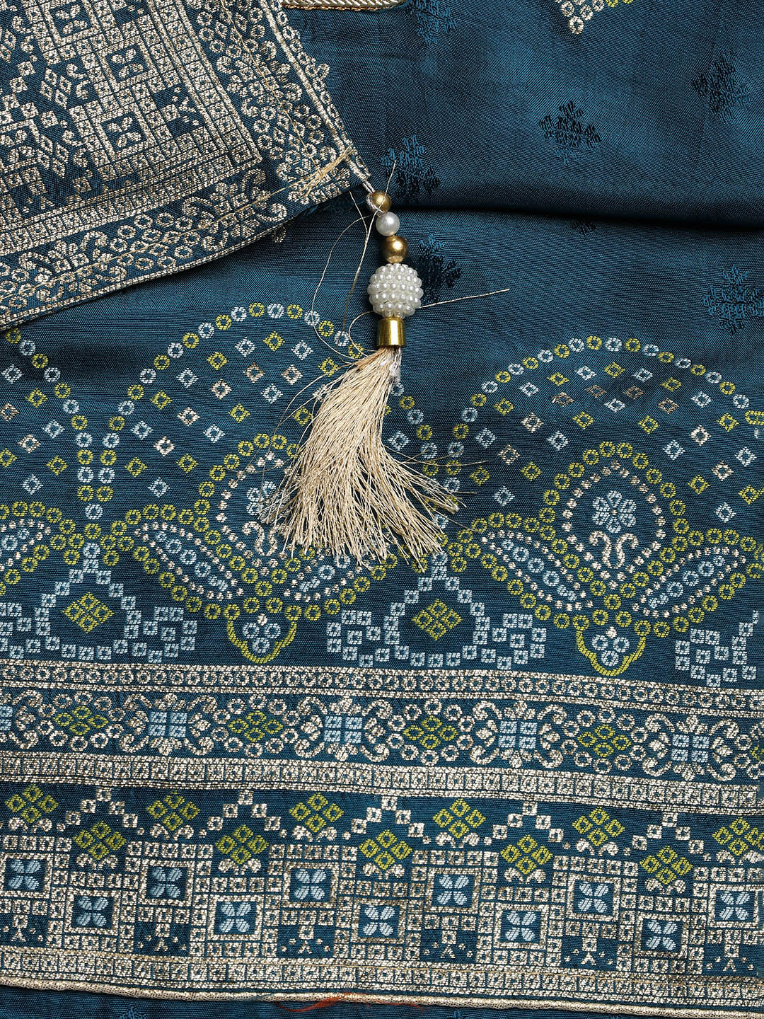 Embroidered Chanderi Unstitched Suit With Dupatta