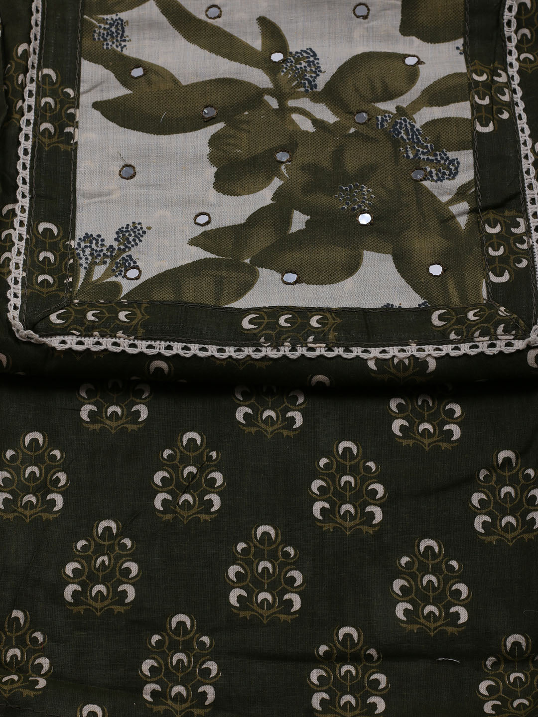Printed Cotton Blend Unstitched Suit With Dupatta
