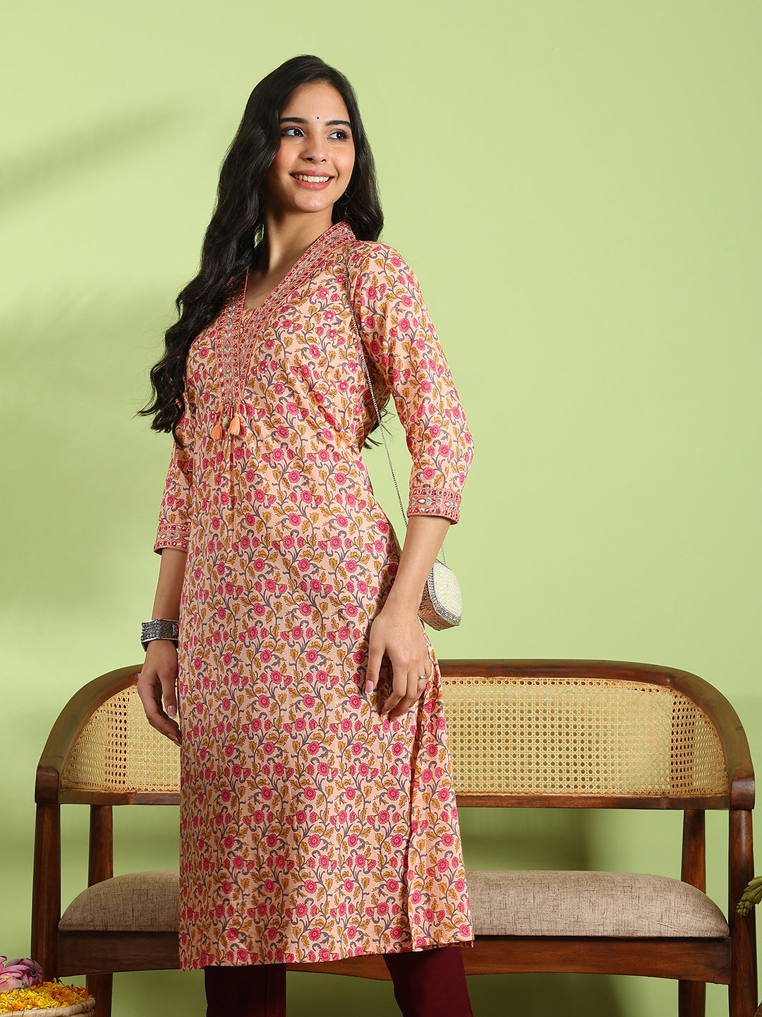 Floral Printed Cotton Blend Kurta