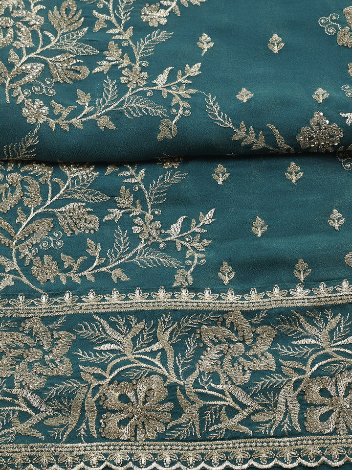 Embroidered Tissue Unstitched Suit With Pant &amp; Dupatta
