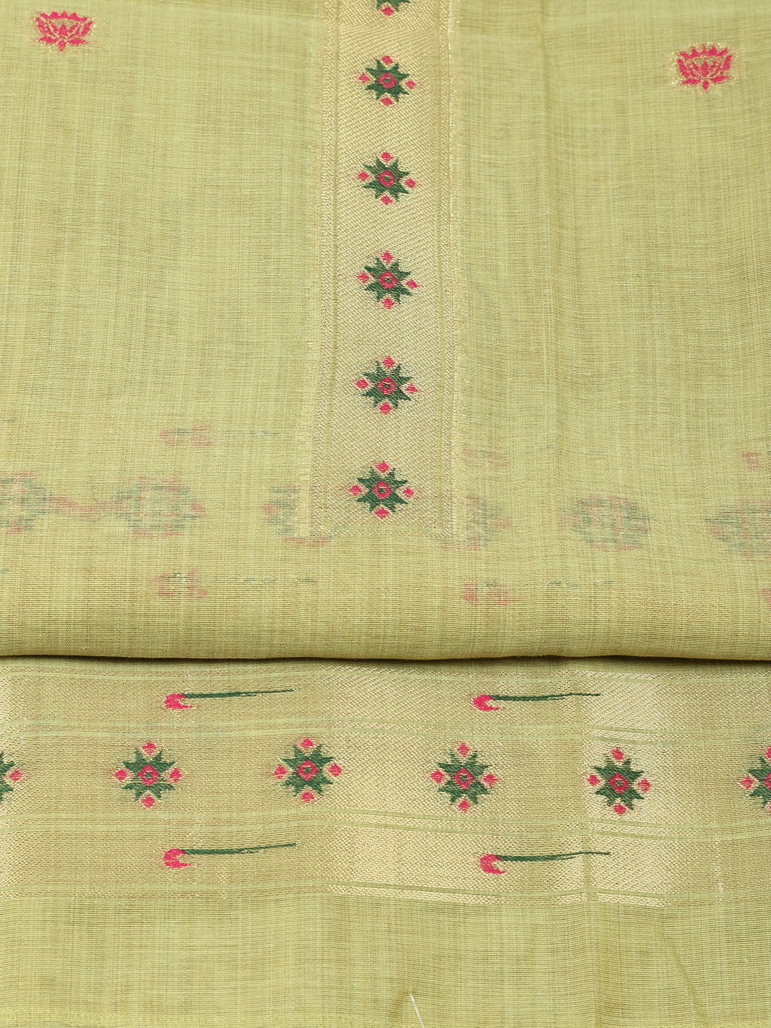Embroidered Chanderi Unstitched Suit With Pant &amp; Dupatta