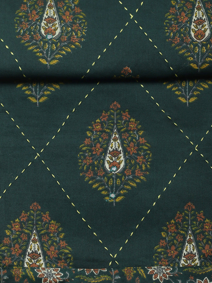 Embroidered Cotton Blend Unstitched Suit With Pant &amp; Dupatta