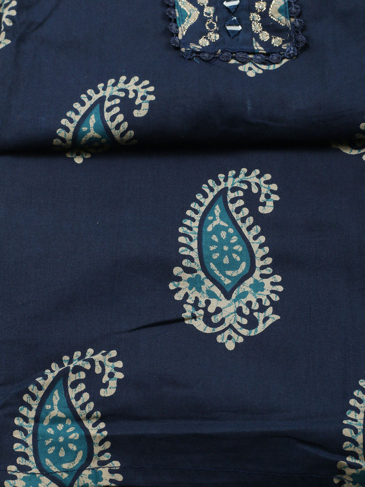Embroidered Cotton Blend Unstitched Suit With Pant Dupatta
