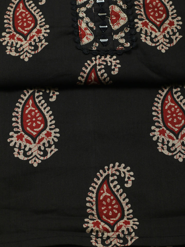 Embroidered Cotton Blend Unstitched Suit With Pant Dupatta