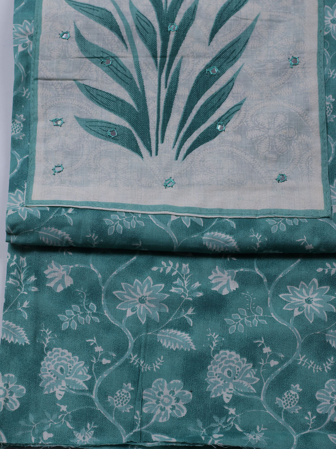 Printed Cotton Blend Unstitched Suit With Dupatta