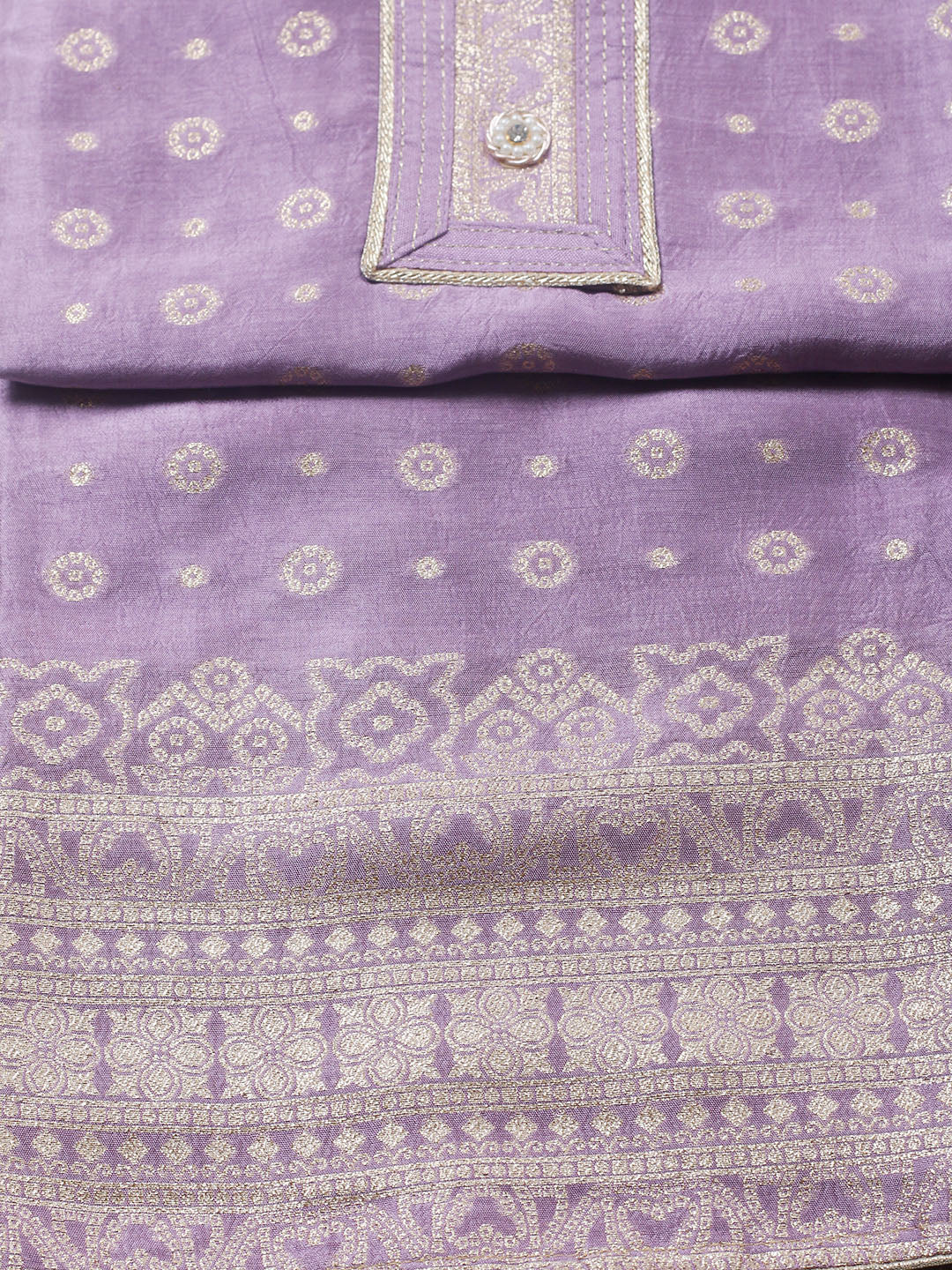 Embroidered Chanderi Unstitched Suit With Pant &amp; Dupatta