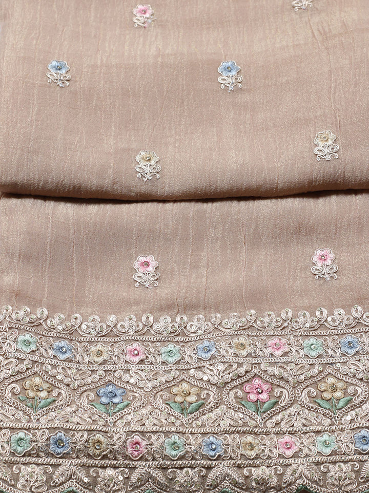 Embroidered Tissue Unstitched Suit With Pant &amp; Dupatta