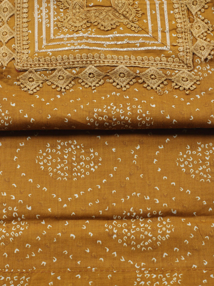 Printed Cotton Blend Unstitched Suit With Pant &amp; Dupatta