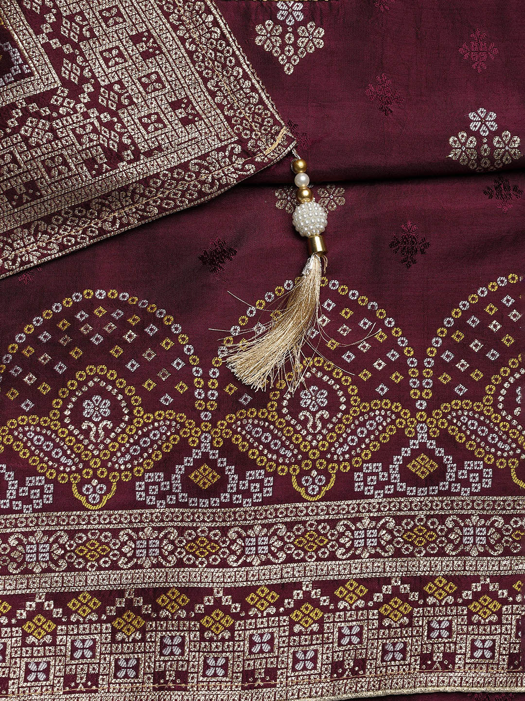 Embroidered Chanderi Unstitched Suit With Dupatta
