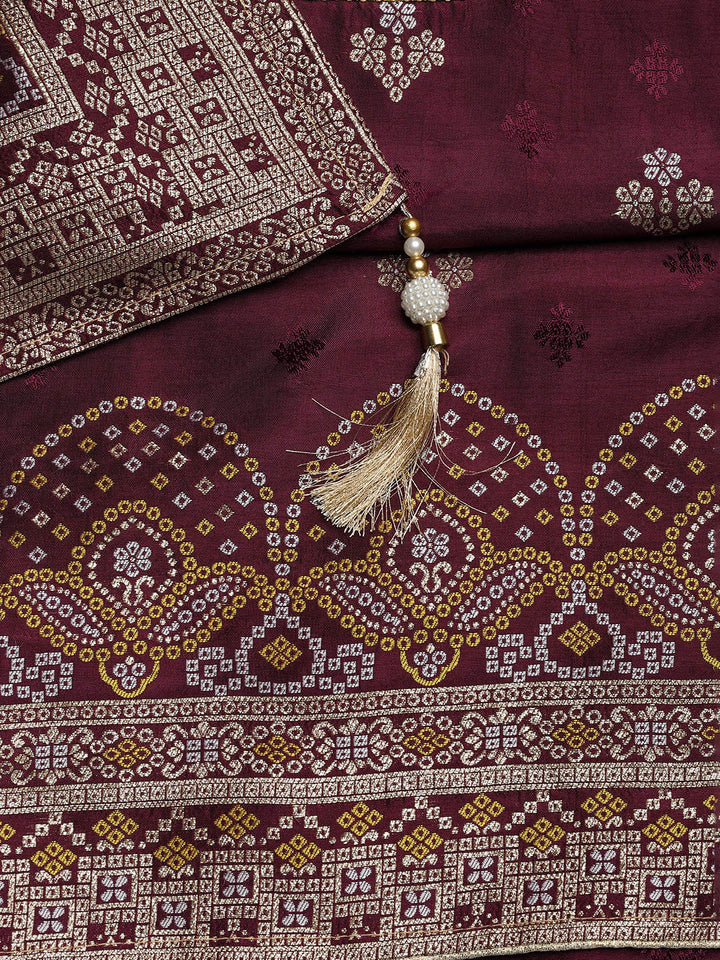 Embroidered Chanderi Unstitched Suit With Dupatta