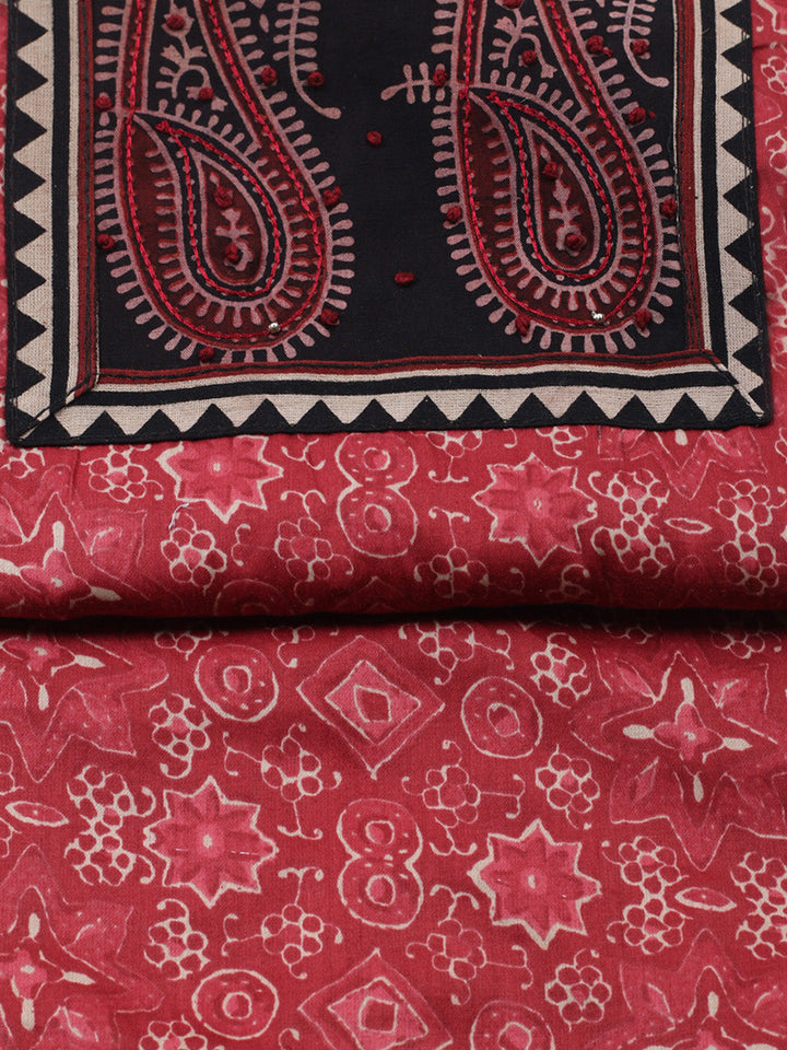 Printed Cotton Blend Unstitched Suit With Pant &amp; Dupatta