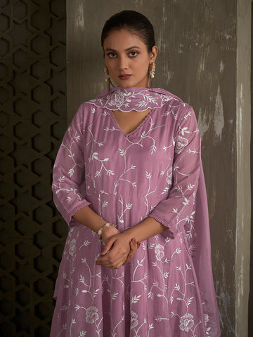 Embroidery Jaal Organza Kurta With Pants & Dupatta