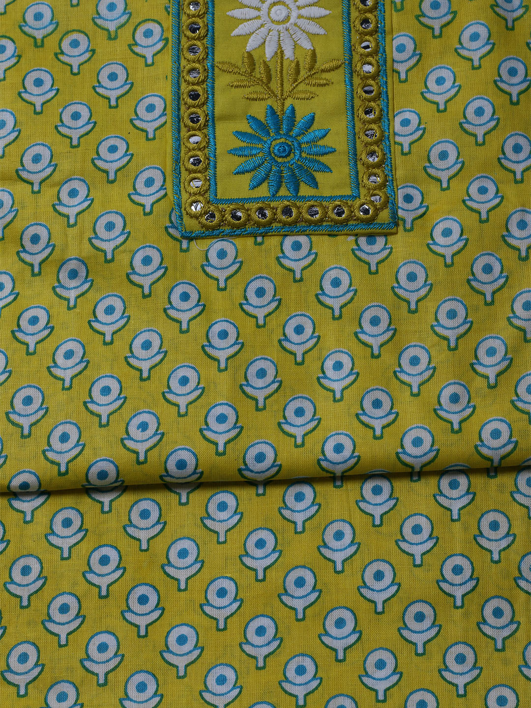 Printed Cotton Blend Unstitched Suit With Dupatta