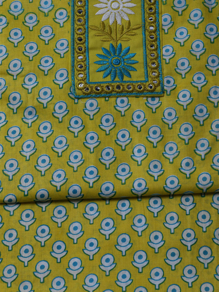 Printed Cotton Blend Unstitched Suit With Dupatta