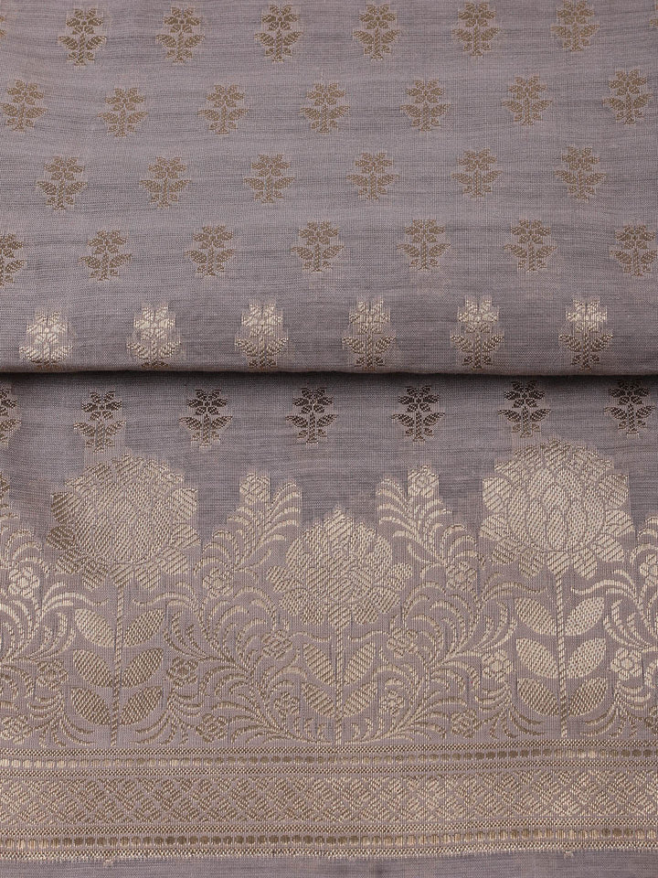 Woven Design Chanderi Unstitched Suit With Pant &amp; Dupatta
